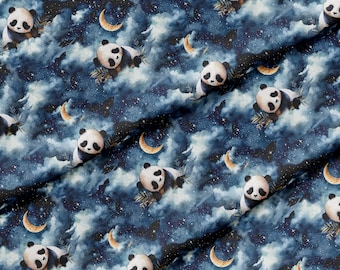 Tissu coton imprimé pour enfants Panda Endormi dans les nuages - Certifié Oeko-Tex®