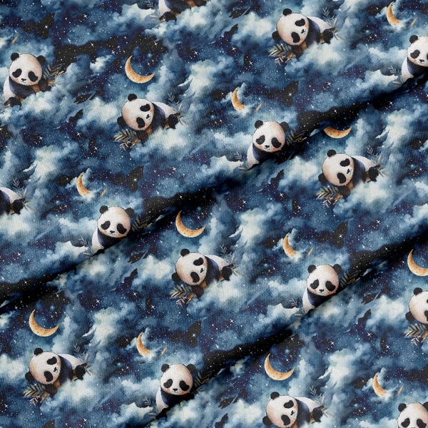 Tissu coton imprimé pour enfants Panda Endormi dans les nuages - Certifié Oeko-Tex®