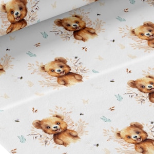 Tessuto al metro Orsetto marrone di Mercerie des Princesses - Ideale per la creazione di bambini Cotone, Jersey, French Terry, Impermeabile