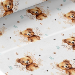 Bear fabric by the meter from Mercerie des Princesses Ideal for a child's teddy bear theme creation Cotton, Jersey, French Terry, Waterproof image 1