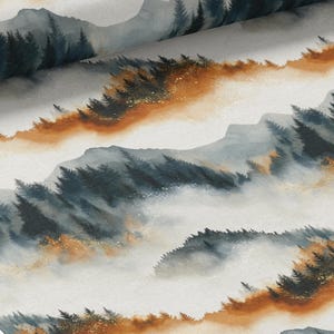 Tessuto al metro Misty Mountains Terracotta Oeko-Tex di La Mercerie des Princesses - Cotone, Jersey, French Terry, Impermeabile