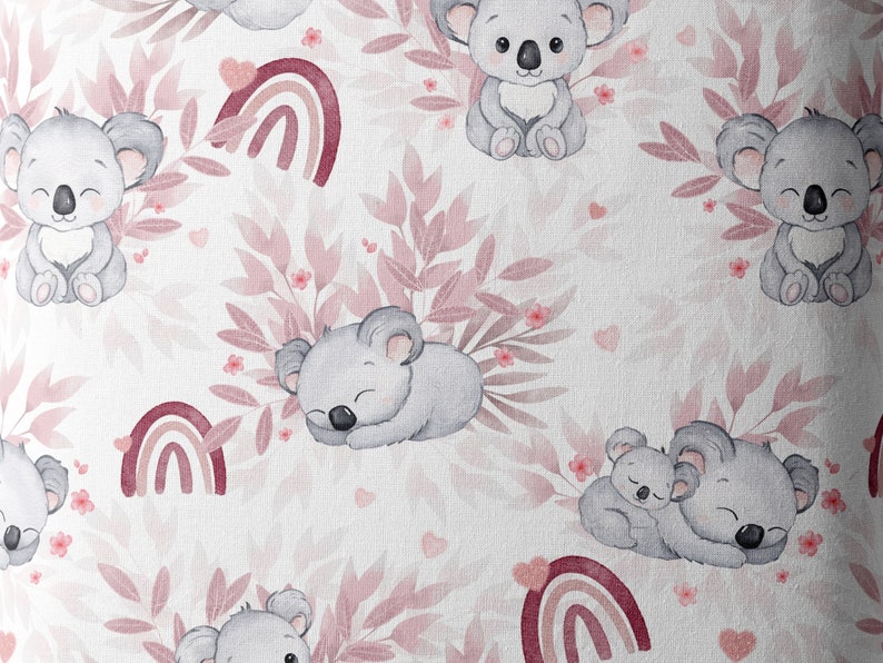 Tissu au mètre Koala Rose Certifié Oeko-Tex Création pour enfant La Mercerie des Princesses Coton, Jersey, French Terry, Imperméable image 4