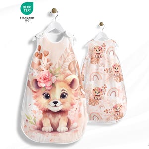 Panneau Tissu pour gigoteuse motif Rainbow Lion à coudre en toile de coton 153g OEKO-TEX® - Projet DIY couture bébé entre 50 et 80 cm