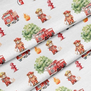 Tessuto pompieri certificato Oeko-Tex al metro - Creazione per bambini - La Mercerie des Princesses - Cotone, Jersey, French Terry, Impermeabile