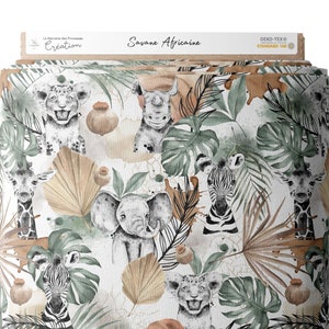 Fabric by the meter African Savane from Mercerie des Princesses Ideal Creation for Children with Savanna theme. Cotton, Jersey, French Terry, Waterproof image 3