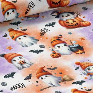 Tessuto al metro Halloween Ghost Certificato Oeko-Tex- Creazione per bambini - La Mercerie des Princesses- Cotone, Jersey, French Terry, Impermeabile