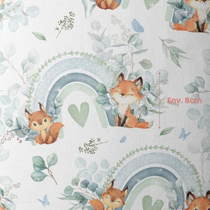 Tissu Coton Renard Eucalyptus de la Mercerie des Princesses Idéal pour une Création mixte Enfant et Bébé thème Renard vert d'eau eucalyptus image 4