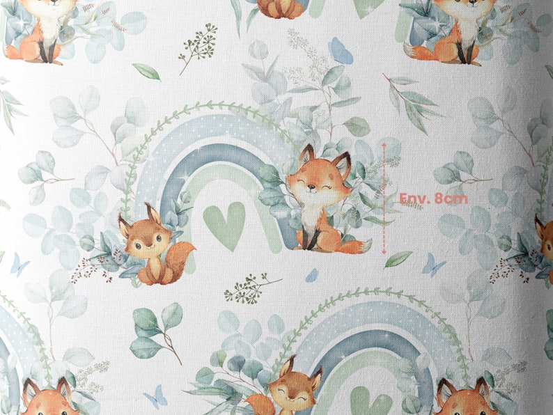 Fabric by the meter Fox Eucalyptus la Haberdashery of Princesses Ideal Water Green Children's Creation. Cotton, Jersey, French Terry, Waterproof image 4