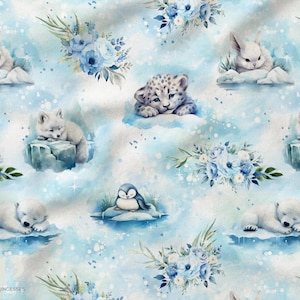 Tessuto al metro Arctic Animals Certificato Oeko-Tex - Creation La Mercerie des Princesses - Cotone, Jersey, French Terry, Impermeabile