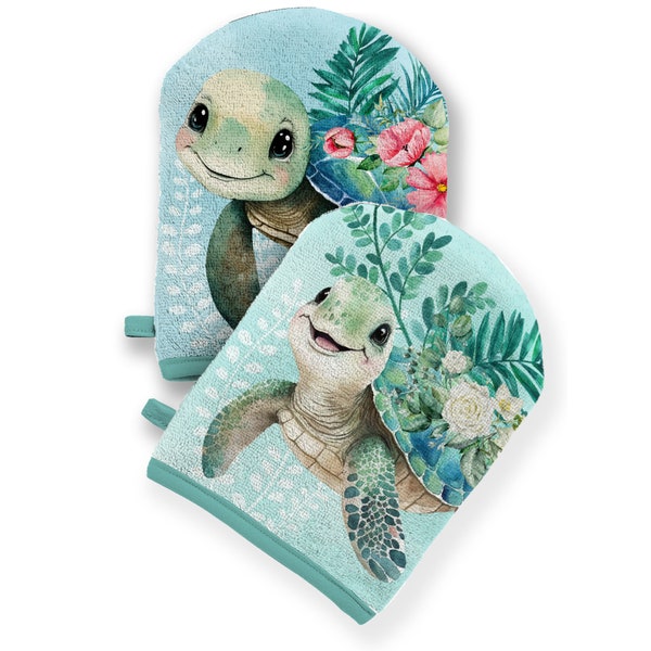 Coupon pour 5 Gants de toilette pour bébé à réaliser soi-même Tortues Éponge de Bambou Oeko-Tex