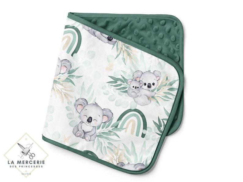 Tissu Coton Koala Vert d'eau de la Mercerie des Princesses Idéal pour une Création mixte Enfant et Bébé thème Koala vert d'eau, eucalyptus image 6