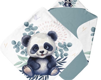 Panneaux pour création d'une Cape de bain Panda Eucalyptus + lingettes 100% coton premium Oeko-Tex
