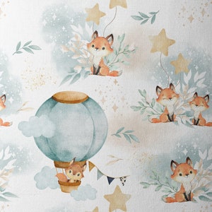 Fabric by the meter Lovely Fox Celadon Certified Oeko-Tex Children's creation La Mercerie des Princesses Cotton, Jersey, French Terry, Waterproof image 4