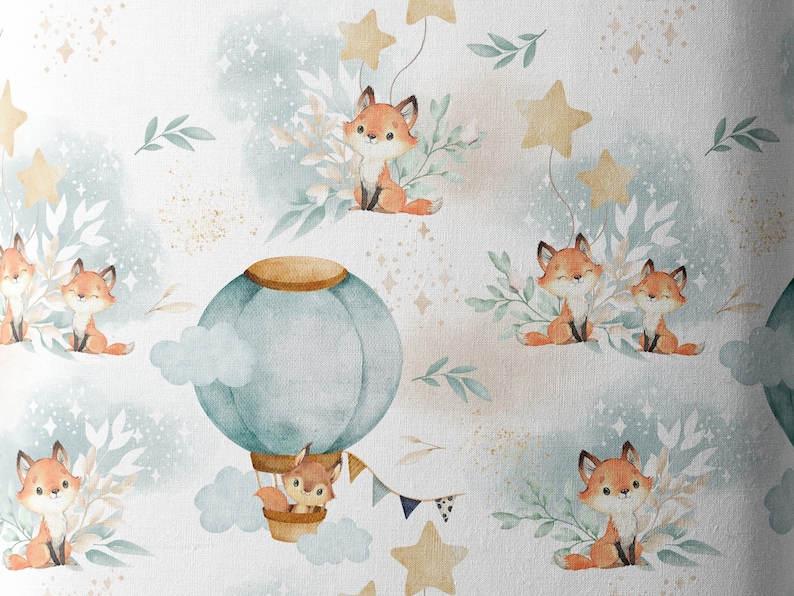 Fabric by the meter Lovely Fox Celadon Certified Oeko-Tex Children's creation La Mercerie des Princesses Cotton, Jersey, French Terry, Waterproof image 4