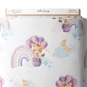 Tissu Coton Jolie Girafe de la Mercerie des Princesses Idéal pour une Création mixte Enfant et Bébé thème Ballons, nuage et Arc en ciel image 2