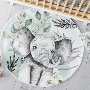 Coupon-Panel aus Savane Vert D'Eau-Stoff zur Herstellung eines 100 cm großen runden Bodenteppichs und 2 50 cm großen Kissen für COUTURIERE