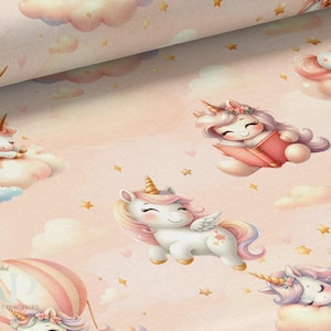 Tessuto al metro Morbido Unicorno di Mercerie des Princesses - Creazione Ideale per Bambini - Cotone, Jersey, French Terry, Impermeabile