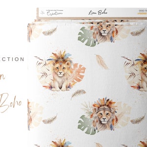 Tissu au mètre Lion Boho la Mercerie des Princesses Idéal pour Création mixte Enfant thème Lion Coton, Jersey, French Terry, Imperméable image 2