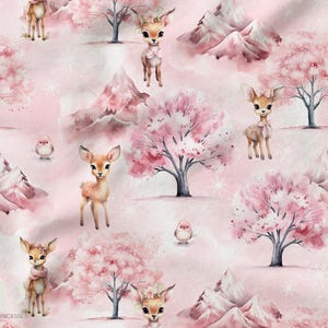 Tessuto al metro Cervo Incantato Certificato Oeko-Tex - Creazione per Bambini - La Mercerie des Princesses - Cotone, Jersey, French Terry, Impermeabile