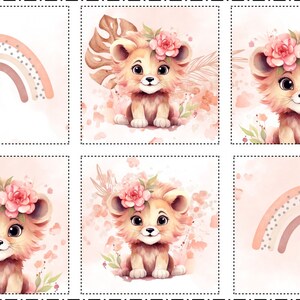 Coupon panneaux pour la confection de lingettes Rainbow Lion , 10 carrés de 12x12 cm 100% coton Oeko-Tex image 2