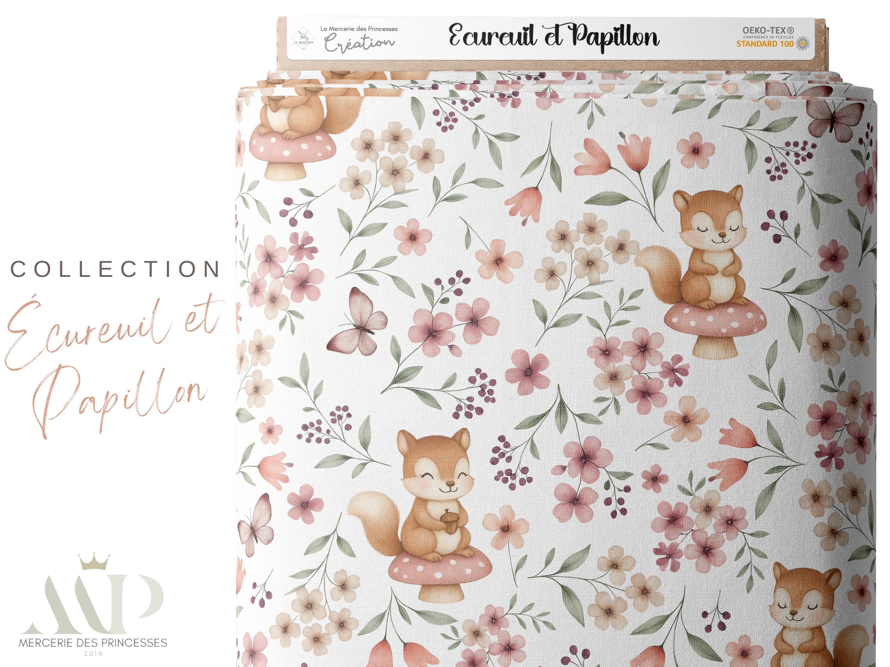 Coupon De Tissu Jersey De Coton Imprimé Papillons - Dimensions 75 X 138 Cm - Neuf, Fabrication France