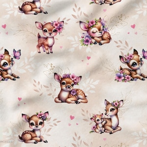 Tessuto al metro Baby Fawn Pastel Beige Certificato Oeko-Tex - La Mercerie des Princesses - Cotone, Jersey, French Terry, Impermeabile