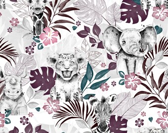 Tissu au mètre Savane Aubergine Certifié Oeko-Tex- Création enfant - La Mercerie des Princesses- 11 matières disponibles