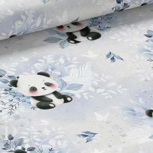 Tessuto Panda Blu certificato Oeko-Tex al metro - Creazione per bambini - La Mercerie des Princesses - Cotone, Jersey, French Terry, Impermeabile