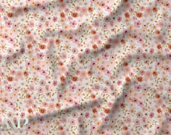Coral Pink Floral Fabric, Bloomie Fabric, Floral Cotton Fabric, Oeko Tex Cotton, Dressmaking Fabric, Home Decor Fabric, Soft Floral Pattern
