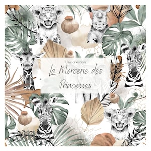 Fabric by the meter African Savane from Mercerie des Princesses Ideal Creation for Children with Savanna theme. Cotton, Jersey, French Terry, Waterproof image 6