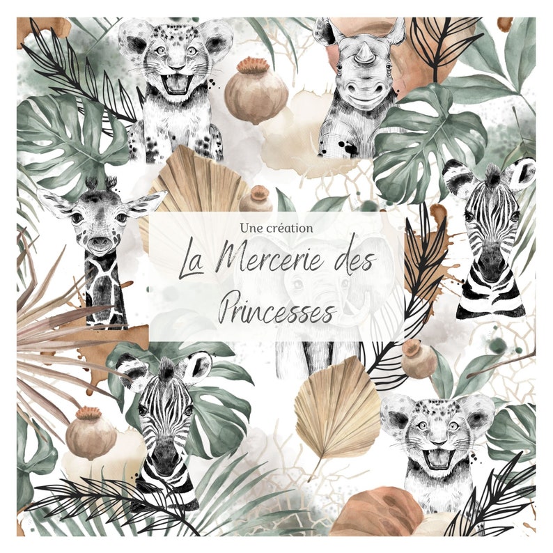Fabric by the meter African Savane from Mercerie des Princesses Ideal Creation for Children with Savanna theme. Cotton, Jersey, French Terry, Waterproof image 6