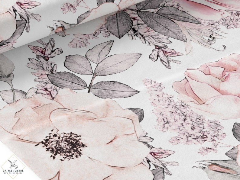 Tissu Coton Fleurs Vintages de la Mercerie des Princesses Idéal pour confectionner des créations mixte pour enfants et bébé, shabby chic image 1