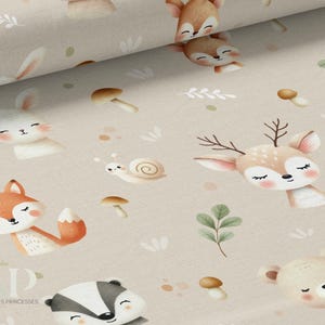 Simpatico tessuto in cotone foresta di Mercerie des Princesses - Ideale per una creazione a tema floreale misto per bambini e neonati Boho