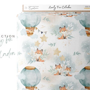 Fabric by the meter Lovely Fox Celadon Certified Oeko-Tex Children's creation La Mercerie des Princesses Cotton, Jersey, French Terry, Waterproof image 2