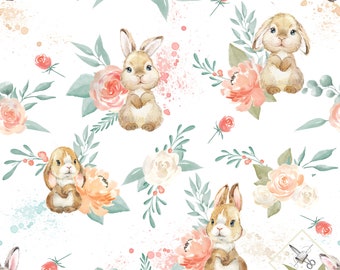 Tissu au mètre Bunny Certifié Oeko-Tex- Création pour enfant - La Mercerie des Princesses- Coton, Jersey, French Terry, Imperméable