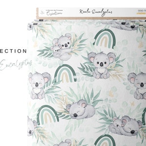 Tissu Coton Koala Vert d'eau de la Mercerie des Princesses Idéal pour une Création mixte Enfant et Bébé thème Koala vert d'eau, eucalyptus image 5