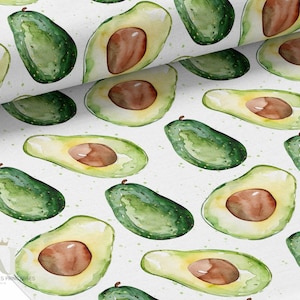 Tessuto al metro Frutta Avocado di Mercerie des Princesses - Ideale per creazioni per bambini Cotone, Jersey, French Terry, Impermeabile