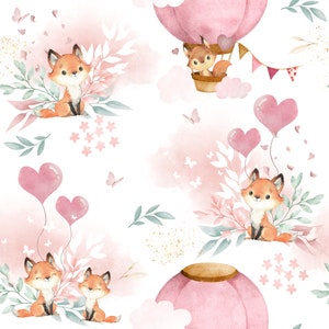 Fabric by the meter Lovely Fox Pink Oeko-Tex certified- Creation for children La Mercerie des Princesses- Cotton, Jersey, French Terry, Waterproof