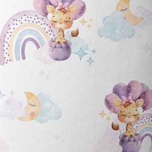 Tissu Coton Jolie Girafe de la Mercerie des Princesses Idéal pour une Création mixte Enfant et Bébé thème Ballons, nuage et Arc en ciel image 3