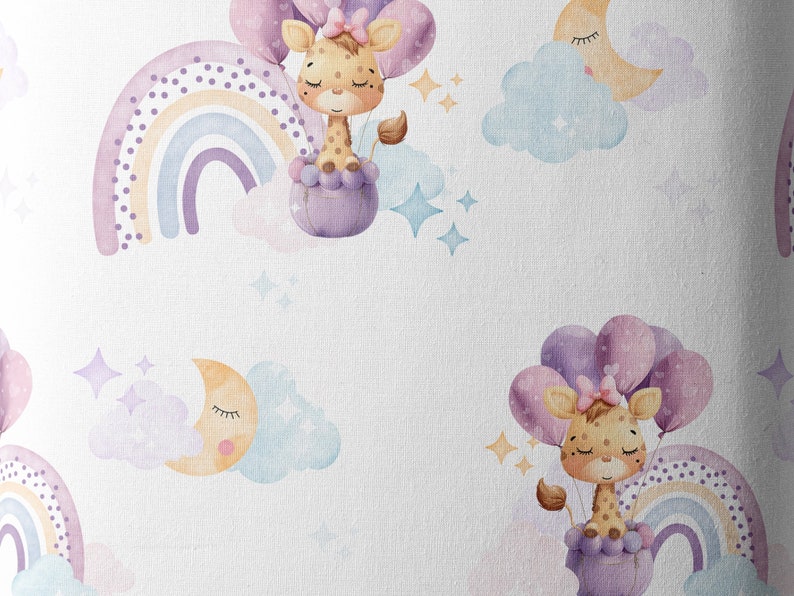 Tissu Coton Jolie Girafe de la Mercerie des Princesses Idéal pour une Création mixte Enfant et Bébé thème Ballons, nuage et Arc en ciel image 3