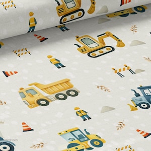 Tessuto al metro Chantiers - la Mercerie des Princesses - Creazione ideale per bambini, verde acqua. Cotone, Jersey, French Terry, Impermeabile