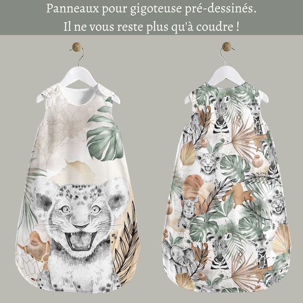 Savane-Panel-Gutschein für die Herstellung eines Schlafsacks, Schlafsack, 100 % Öko-Tex-Baumwolle für ein Baby zwischen 50 und 80 cm