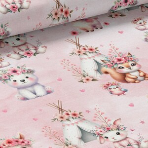 Tessuto al metro Douceur Automnale Rose Certificato Oeko-Tex-Creazione per bambini-Merceria Principesse-Cotone, Jersey, French Terry, Impermeabile