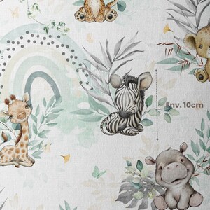 Tissu Coton Safari Babies Vert de la Mercerie des Princesses Idéal pour une Création mixte Enfant et Bébé thème Panda Roux, eucalyptus image 5