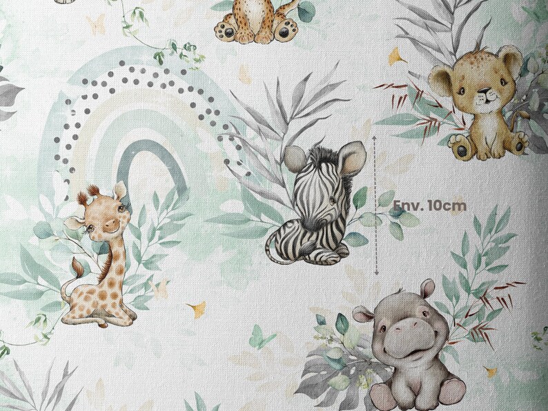Tissu Coton Safari Babies Vert de la Mercerie des Princesses Idéal pour une Création mixte Enfant et Bébé thème Panda Roux, eucalyptus image 5