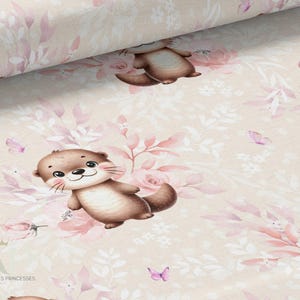 Tessuto al metro Douces Petites Loutres Certificato Oeko-Tex - La Mercerie des Princesses - Cotone, Jersey, French Terry, Impermeabile