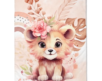 Coupon de Tissu coton Rainbow Lion pour couverture 75x100cm Oeko-Tex - Idéal pour réaliser une Couverture mixte bébé ou Enfant!