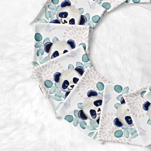Cupom de desconto para confecção de lenços umedecidos, panda, 10 quadrados de 12x12 cm 100% algodão Oeko-Tex