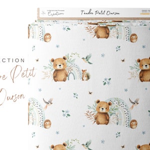 Tissu Coton Tendre Petit Ourson de la Mercerie des Princesses Idéal pour une Création mixte Enfant et Bébé thème ourson et arc-en-ciel image 2