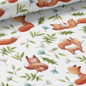 Tessuto al metro Volpe nella foresta Certificato Oeko-Tex- Creazione per bambini- La Mercerie des Princesses- Cotone, Jersey, French Terry, Impermeabile